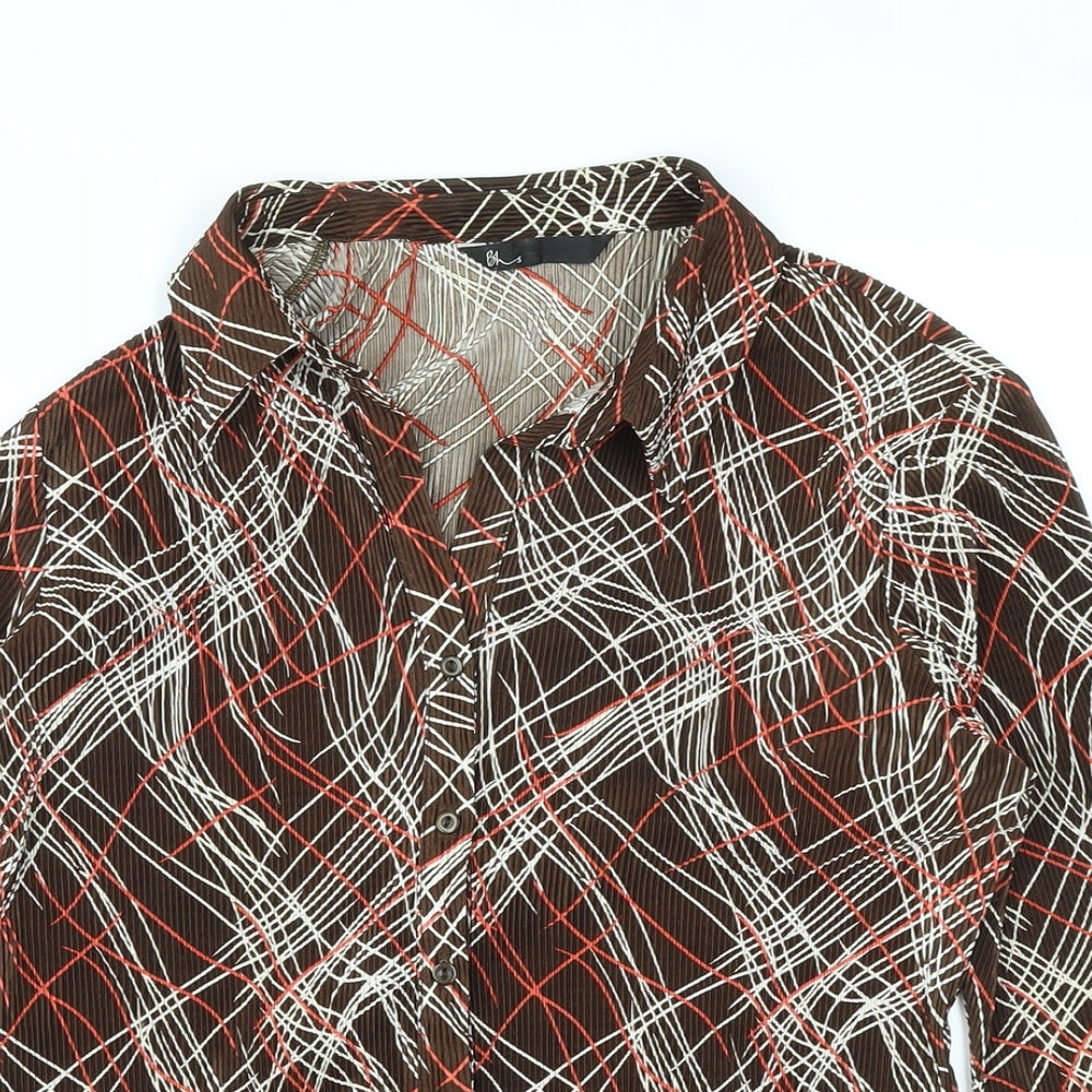 Womens UK Size 16 BHS Brown Basic Button-Up