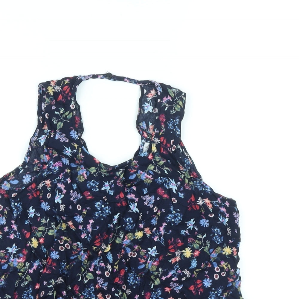 Womens UK Size XS Bershka Blue Basic Tank