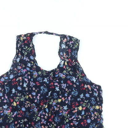 Womens UK Size XS Bershka Blue Basic Tank