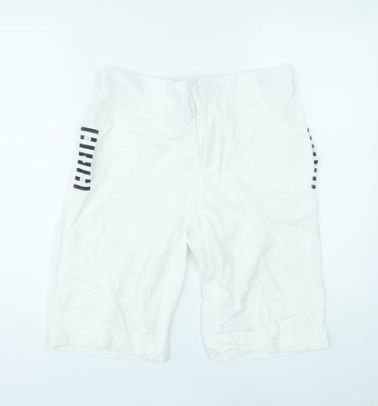 White Diamonds Womens White Striped Cotton Chino Shorts Size XL L10.5 in Regular Zip