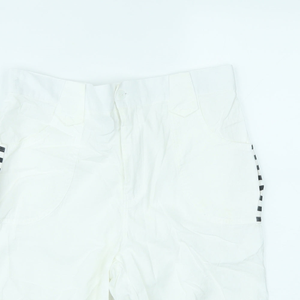 White Diamonds Womens White Striped Cotton Chino Shorts Size XL L10.5 in Regular Zip