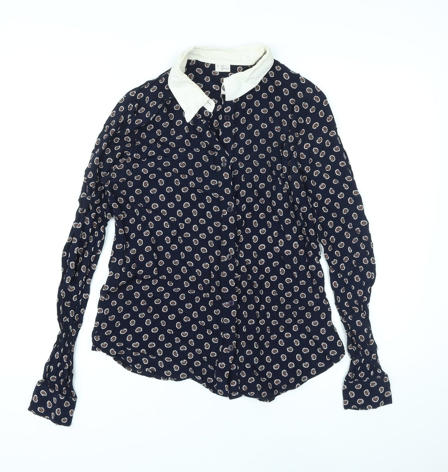 Womens UK Size S Cooperative Blue Basic Button-Up
