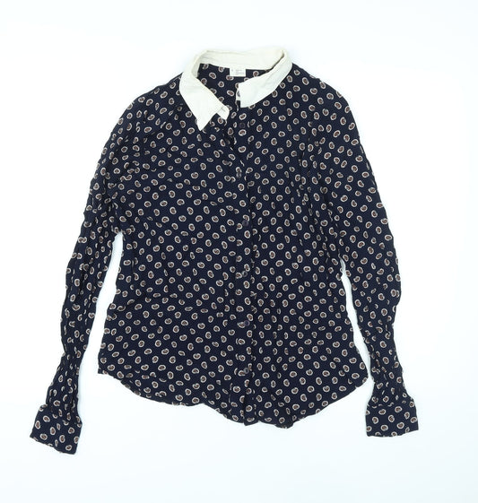 Womens UK Size S Cooperative Blue Basic Button-Up
