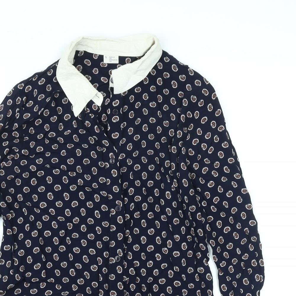 Womens UK Size S Cooperative Blue Basic Button-Up