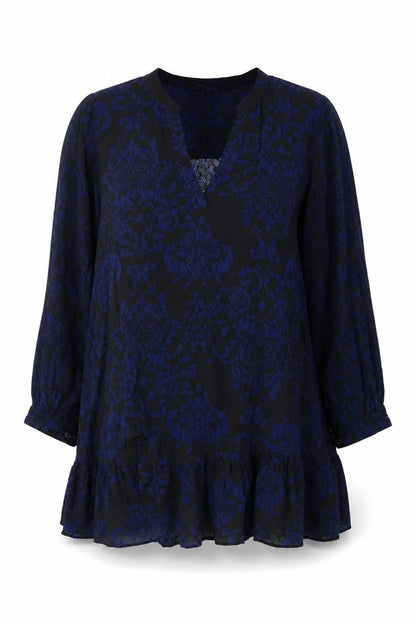 Zara Womens Black Geometric Viscose A-Line Size XL V-Neck Pullover