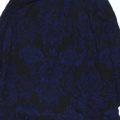 Zara Womens Black Geometric Viscose A-Line Size XL V-Neck Pullover