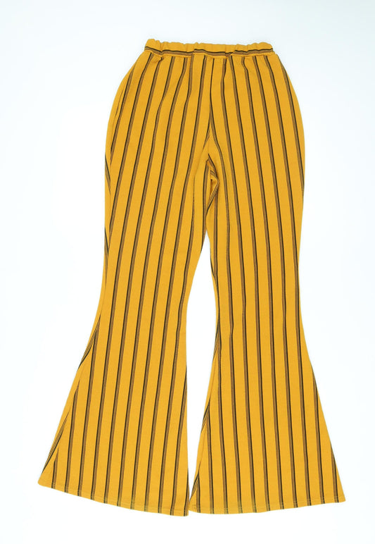 Nasty Gal Womens Orange Striped Polyester Trousers Size 10 L29 in Regular