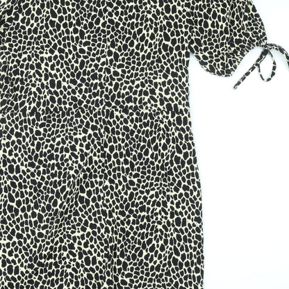Topshop Womens Beige Animal Print Cotton A-Line Size 12 Round Neck Pullover