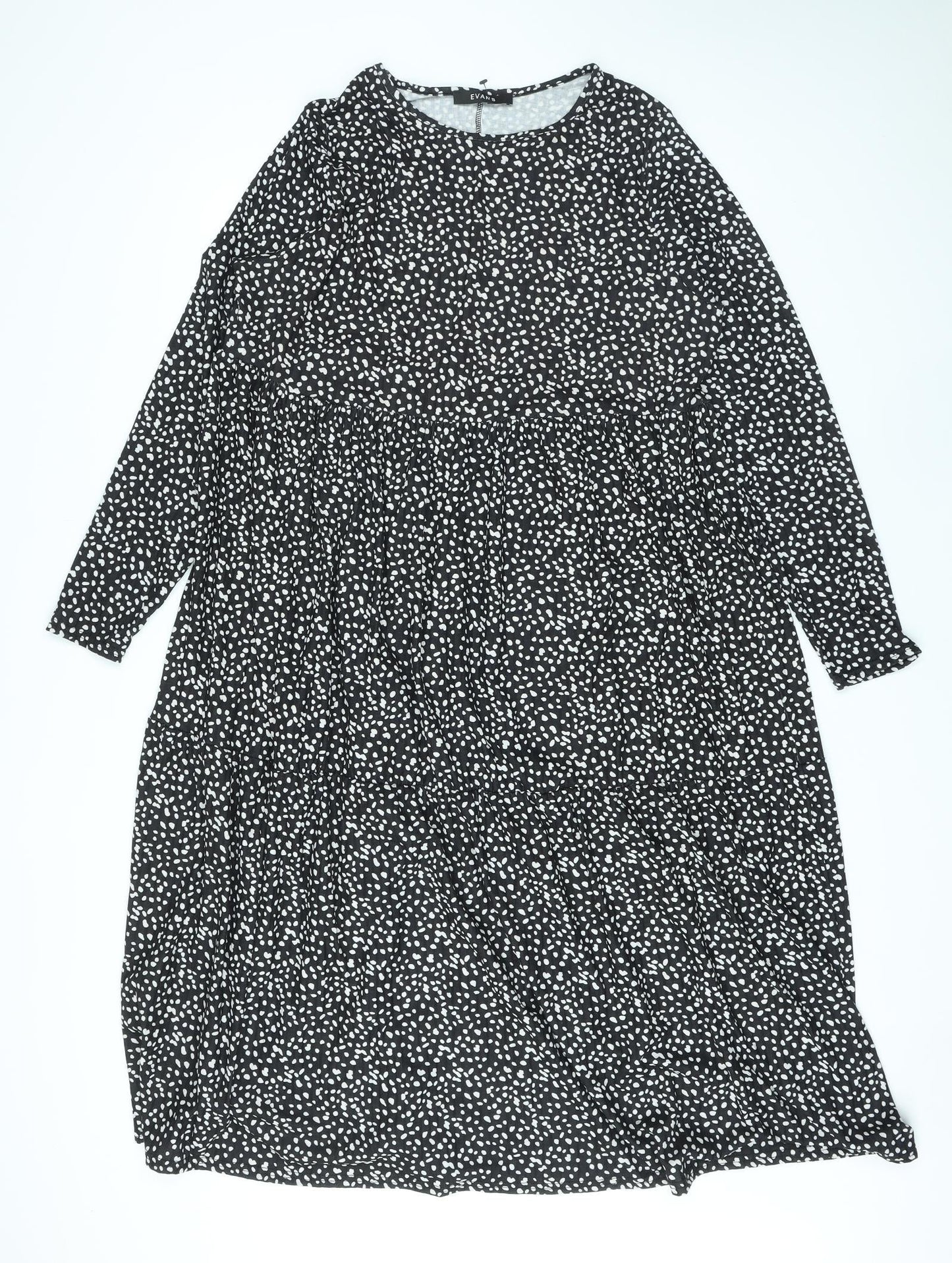 Evans Womens Black Polka Dot Polyester A-Line Size 20 Round Neck Pullover