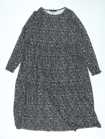 Evans Womens Black Polka Dot Polyester A-Line Size 20 Round Neck Pullover