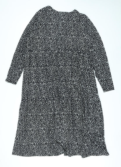 Evans Womens Black Polka Dot Polyester A-Line Size 20 Round Neck Pullover