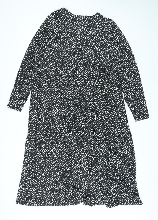 Evans Womens Black Polka Dot Polyester A-Line Size 20 Round Neck Pullover