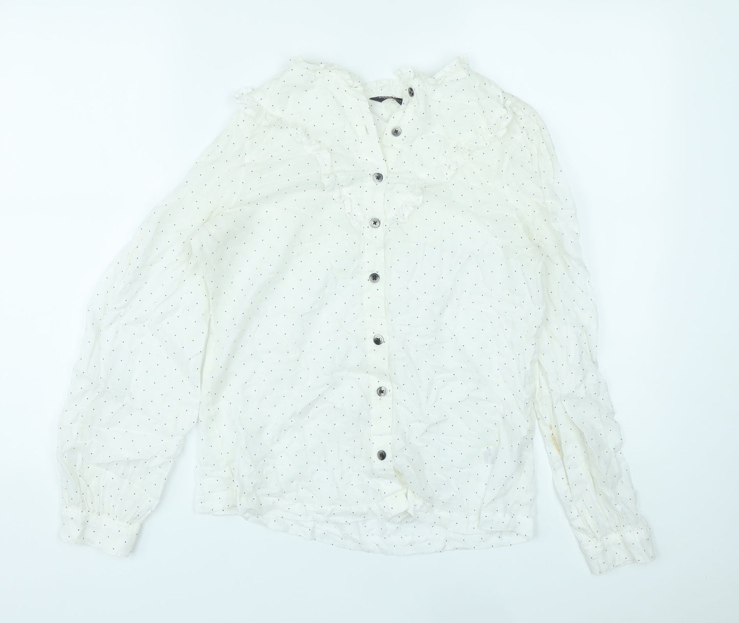 Womens UK Size 8 Marks and Spencer White Basic Button-Up