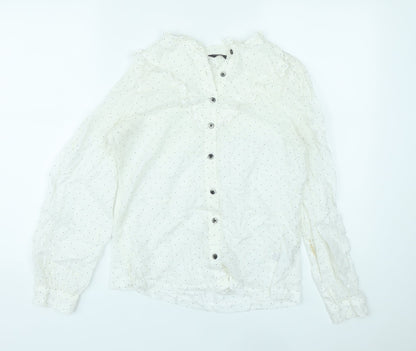 Womens UK Size 8 Marks and Spencer White Basic Button-Up