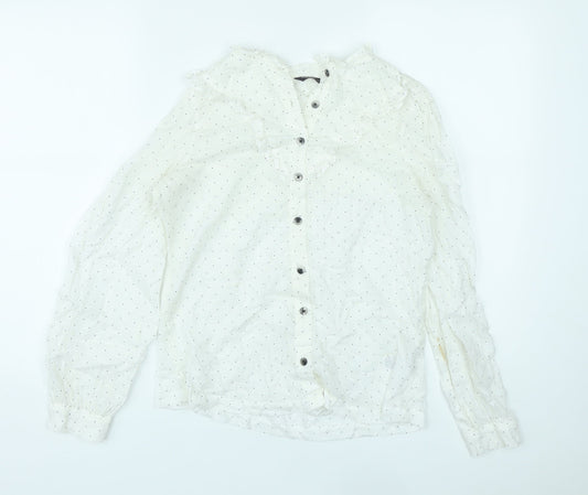 Womens UK Size 8 Marks and Spencer White Basic Button-Up
