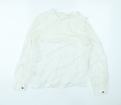 Womens UK Size 8 Marks and Spencer White Basic Button-Up