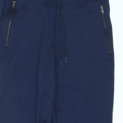 Marks and Spencer Womens Blue Viscose Trousers Size 12 L25 in Regular Drawstring
