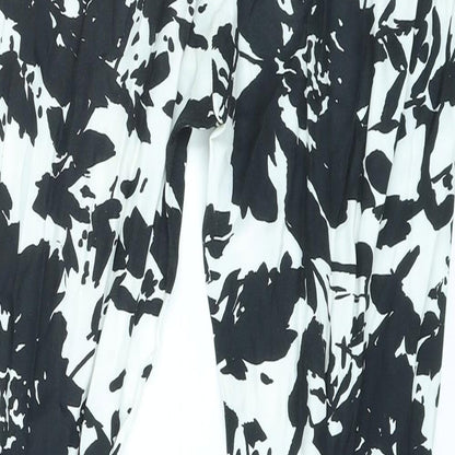 AM London Womens White Geometric Viscose Trousers Size 10 L27 in Regular