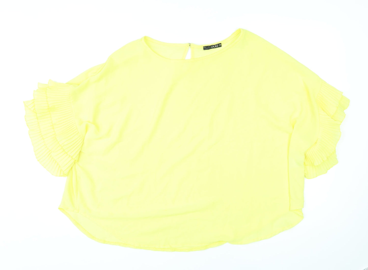 Quiz Womens Yellow Polyester Basic Blouse Size M Round Neck