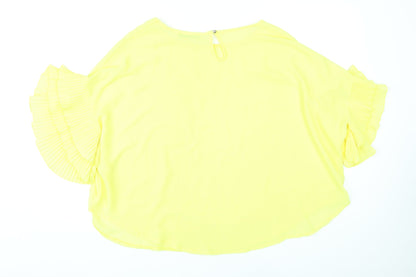 Quiz Womens Yellow Polyester Basic Blouse Size M Round Neck