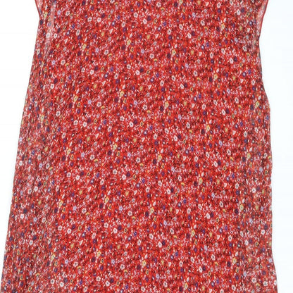 Divided by H&M Womens Red Floral Polyester A-Line Size 8 Scoop Neck Pullover