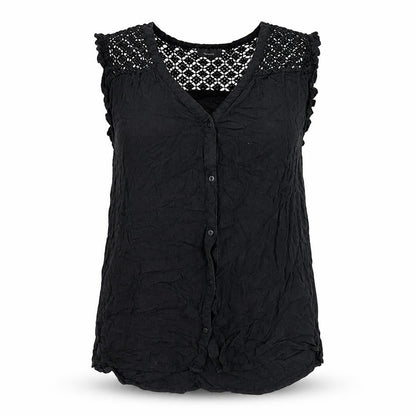 Womens UK Size 14 Yessica Black Basic Button-Up