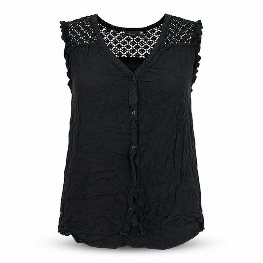 Womens UK Size 14 Yessica Black Basic Button-Up