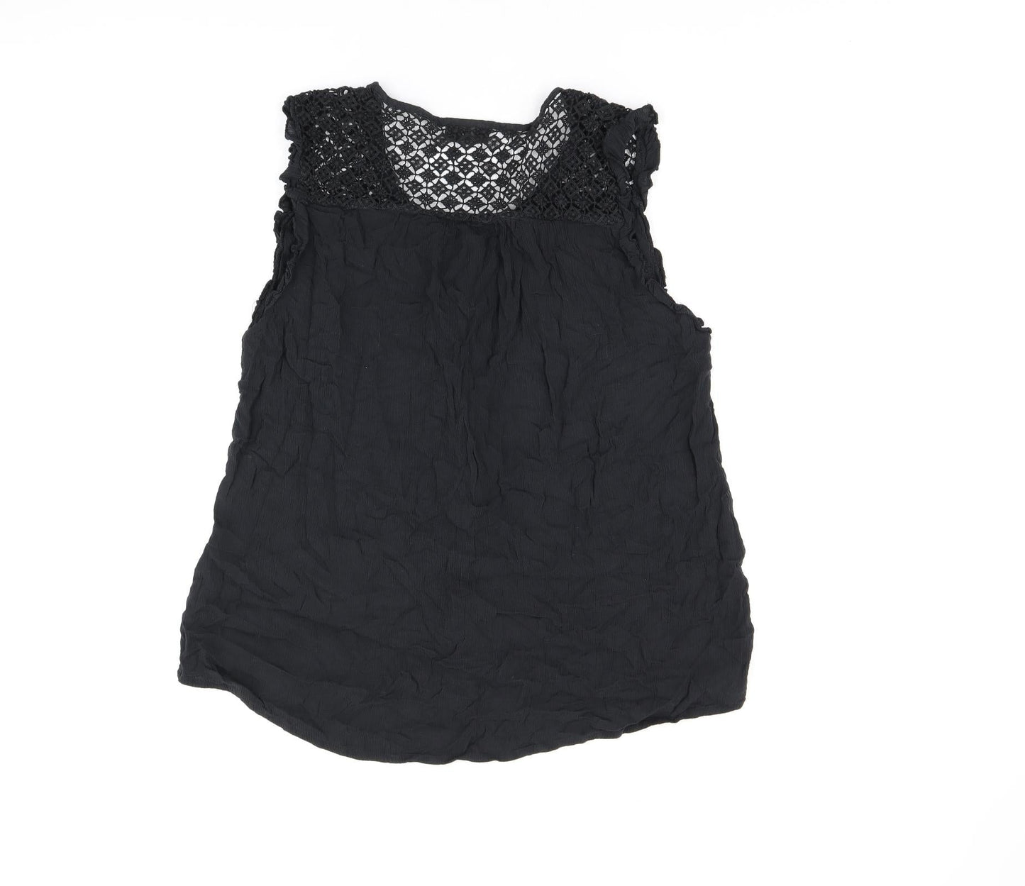 Womens UK Size 14 Yessica Black Basic Button-Up