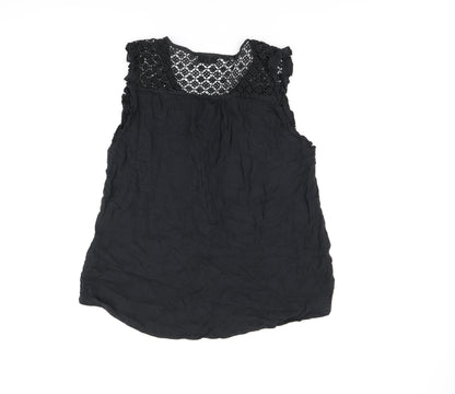 Womens UK Size 14 Yessica Black Basic Button-Up