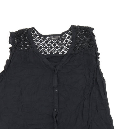 Womens UK Size 14 Yessica Black Basic Button-Up