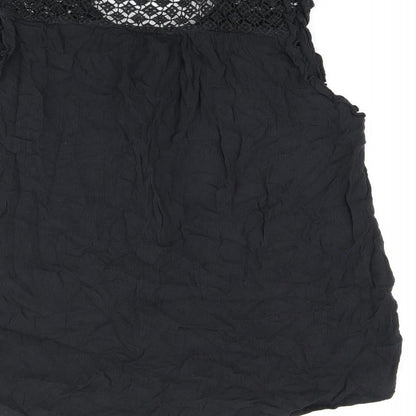 Womens UK Size 14 Yessica Black Basic Button-Up