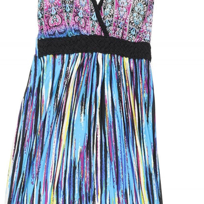 Stella Womens Multicoloured Geometric Polyester Maxi Size M V-Neck Pullover