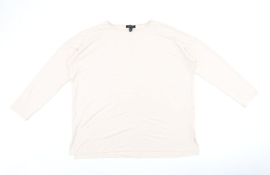 New Look Womens Pink Polyester Basic T-Shirt Size L Round Neck