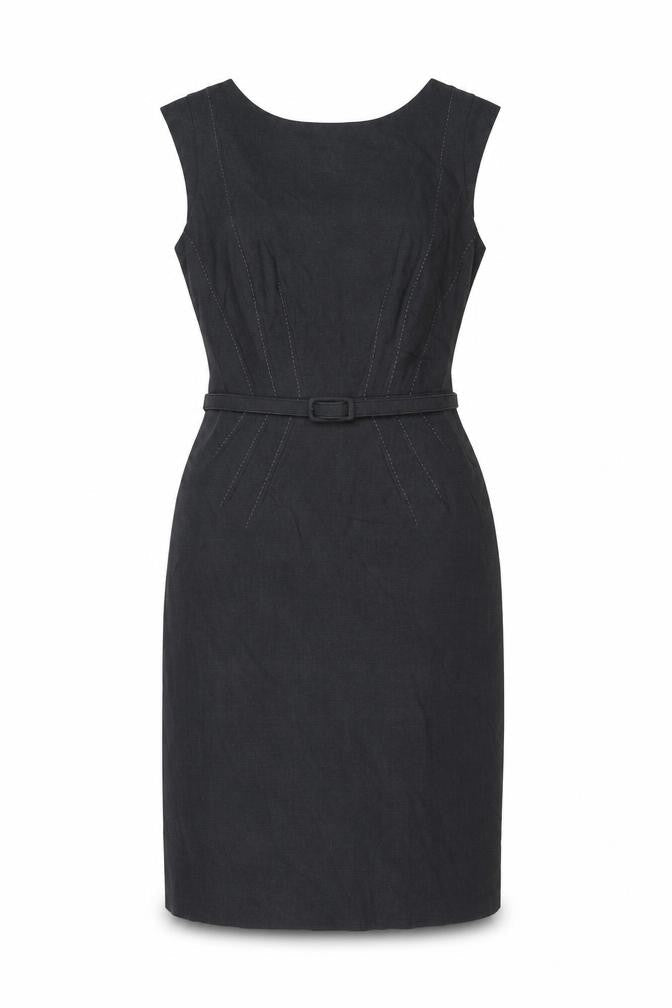 Marks and Spencer Womens Grey Polyester Ball Gown Size 12 Boat Neck Zip - Belted