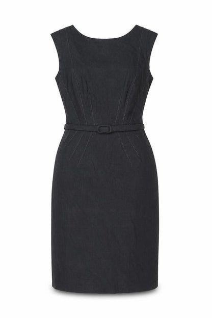 Marks and Spencer Womens Grey Polyester Ball Gown Size 12 Boat Neck Zip - Belted