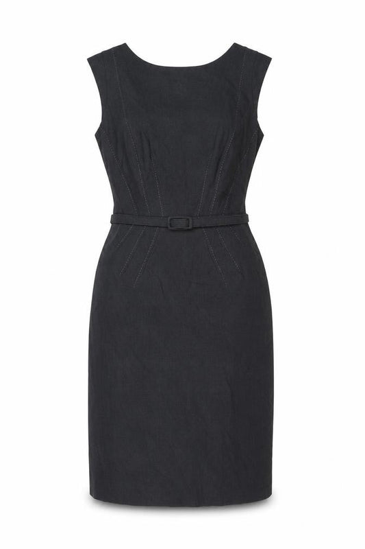 Marks and Spencer Womens Grey Polyester Ball Gown Size 12 Boat Neck Zip - Belted