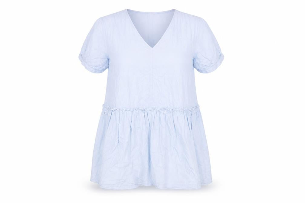 Monki Womens Blue Cotton Shift Size S V-Neck Pullover