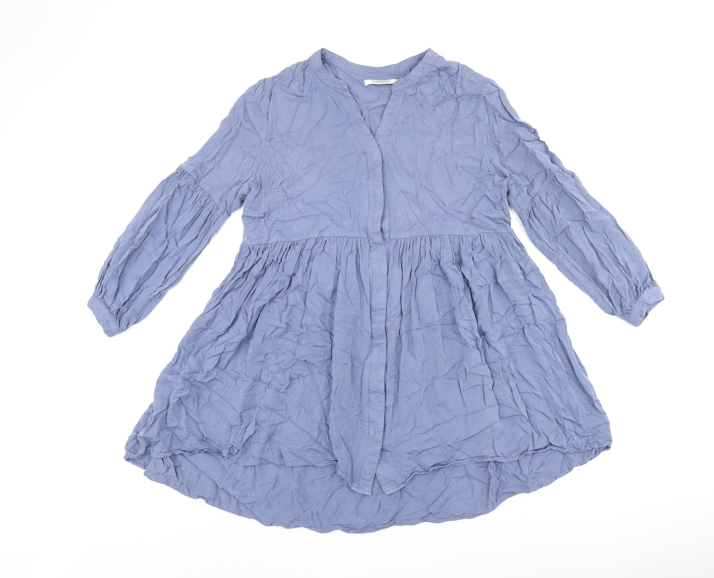Glamorous Womens Blue Viscose Shift Size 12 V-Neck Button