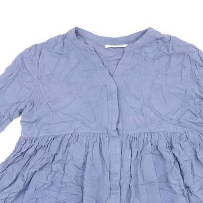 Glamorous Womens Blue Viscose Shift Size 12 V-Neck Button