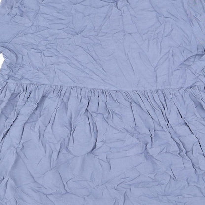 Glamorous Womens Blue Viscose Shift Size 12 V-Neck Button