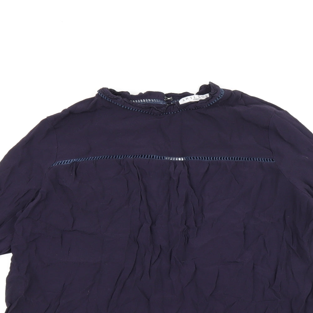 Art Love Womens Blue Viscose Basic T-Shirt Size L Round Neck
