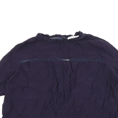 Art Love Womens Blue Viscose Basic T-Shirt Size L Round Neck
