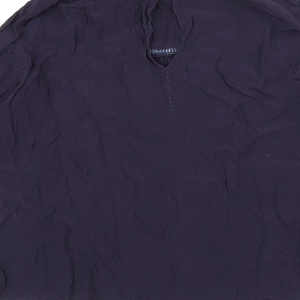 Art Love Womens Blue Viscose Basic T-Shirt Size L Round Neck