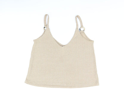 Womens UK Size S Stradivarius Beige Camisole T-Shirt
