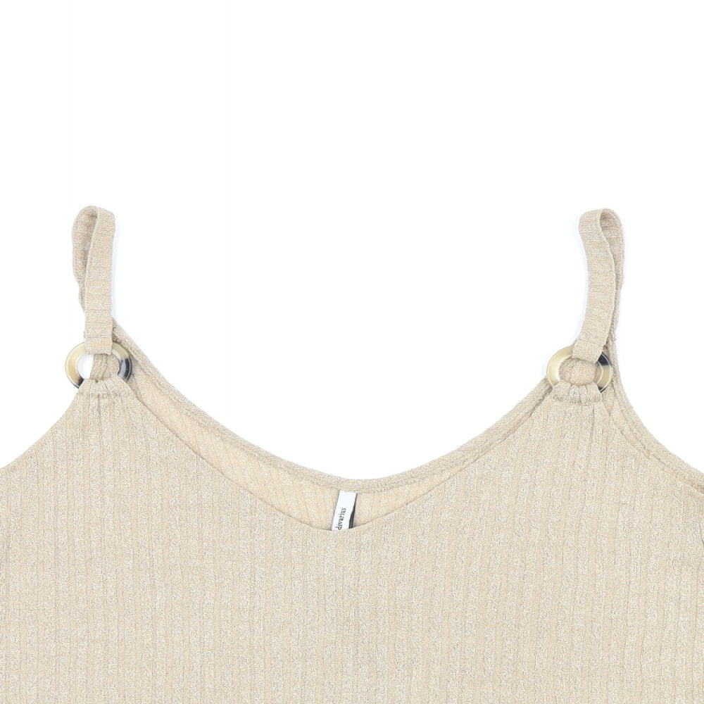 Womens UK Size S Stradivarius Beige Camisole T-Shirt