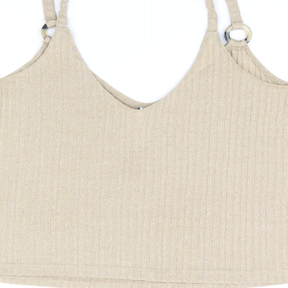 Womens UK Size S Stradivarius Beige Camisole T-Shirt