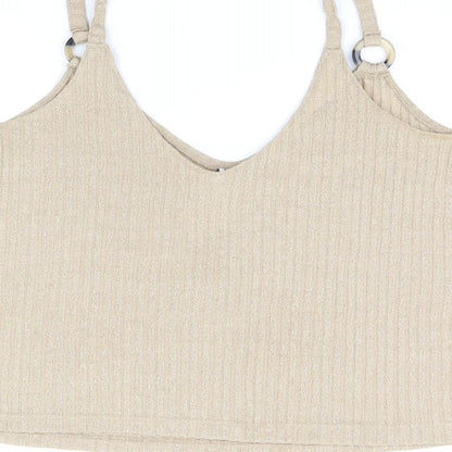 Womens UK Size S Stradivarius Beige Camisole T-Shirt