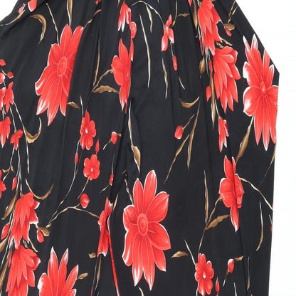 Justbeyou Womens Black Floral Polyester Bloomer Trousers Size S L29 in Regular