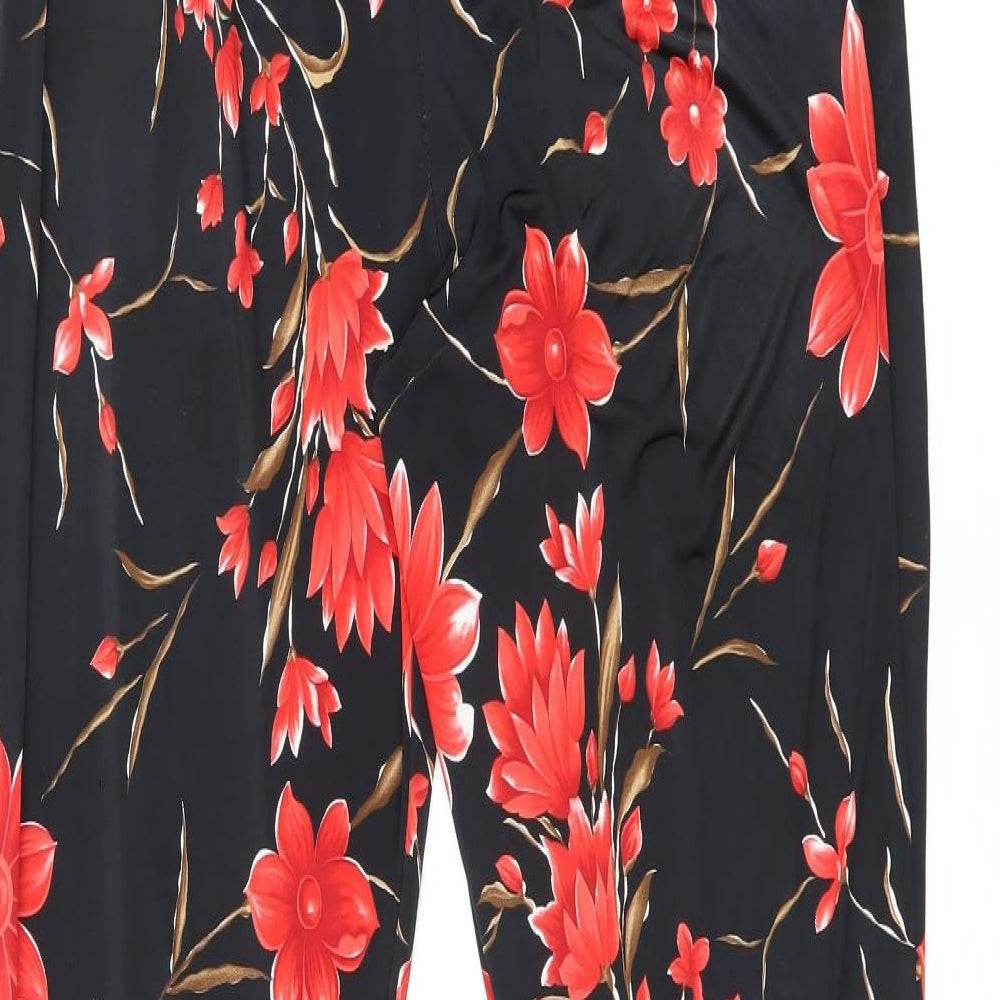 Justbeyou Womens Black Floral Polyester Bloomer Trousers Size S L29 in Regular