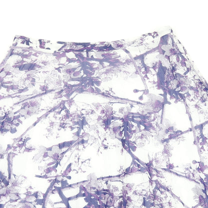 Marks and Spencer Womens White Floral Polyester Swing Skirt Size 10 Zip